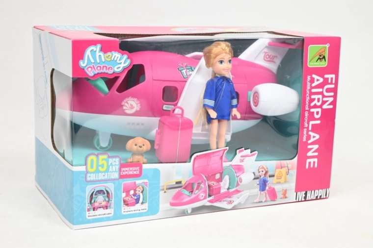 Bambola con aereo e accessori