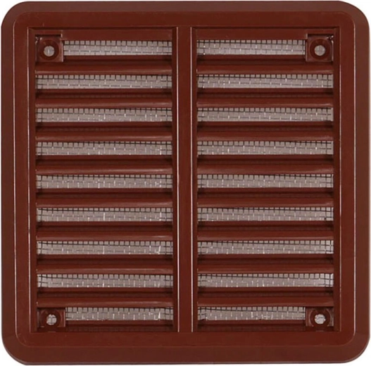 Griglia di ventilazione con rete, marrone, 100 × 100 mm