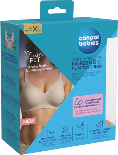 Canpol babies MumFIT reggiseno traspirante per allattamento e tiralatte senza ferretto, taglia XL