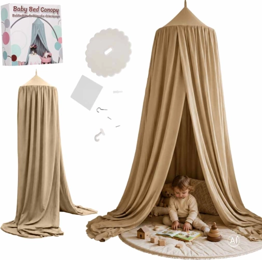 Baldacchino per bambini sopra il letto boho beige