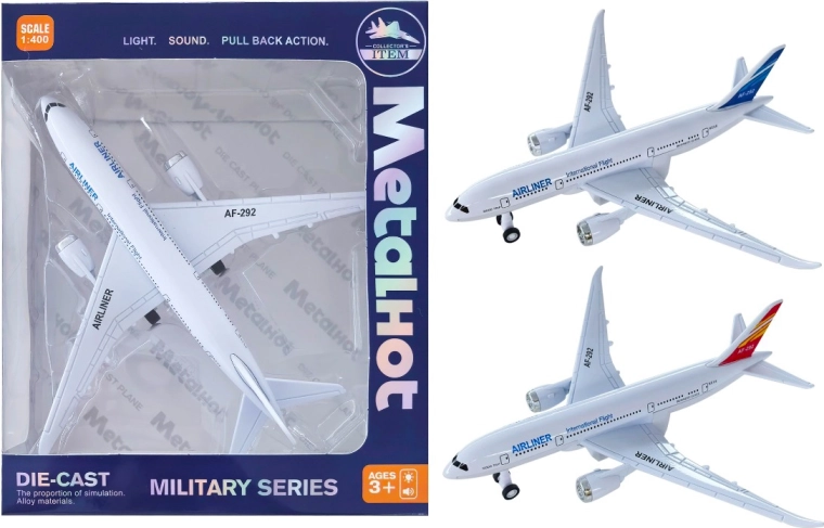 Modello metallico di aereo di linea Airliner 1:400 con luce e suono