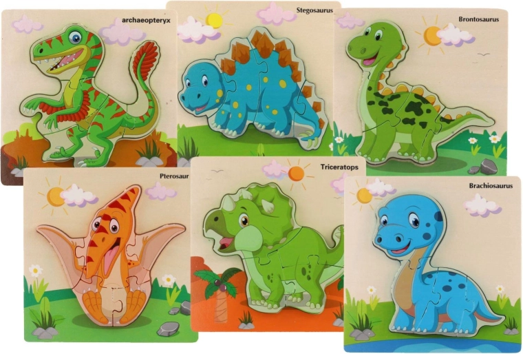 Puzzle a incastro in legno con dinosauri - 1 pezzo
