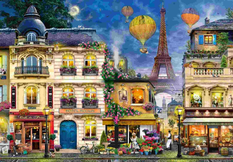 Puzzle Ravensburger Passeggiata nella Parigi notturna da 18.000 pezzi