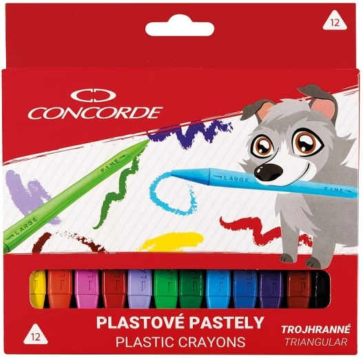Pastelli plastici triangolari CONCORDE, 12 colori
