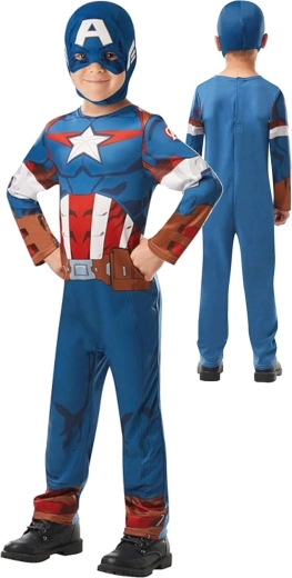 Costume per bambini Marvel Avengers Captain America con maschera, 110–116 cm