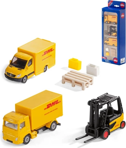 Set logistico SIKU DHL con veicoli e carrello elevatore