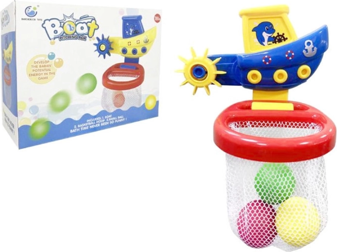 Giocattolo da bagno – barchetta con canestro e palline per bambini