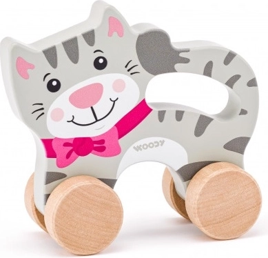Woodyland gattina in legno su ruote con manico