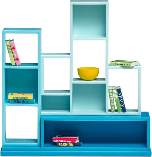 Scaffale per libri Lundby per casa delle bambole con 10 libri