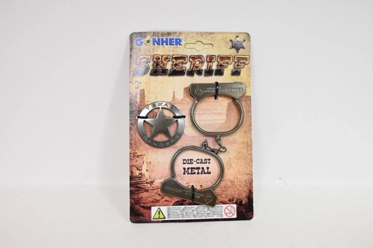 Gonher manette da cowboy e distintivo da sceriffo in metallo