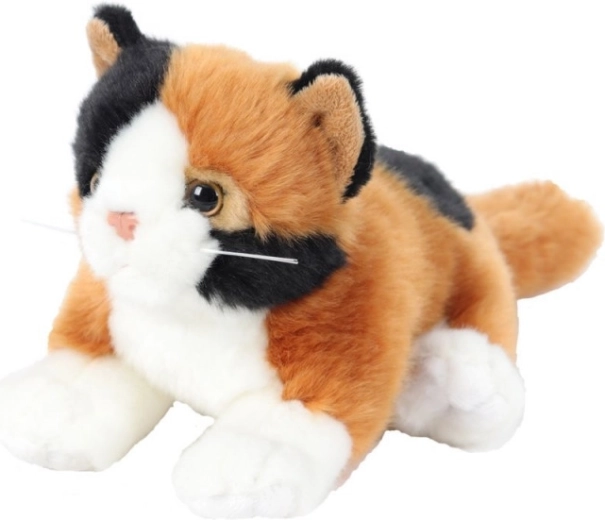 Gatto di peluche sdraiato marrone 30 cm