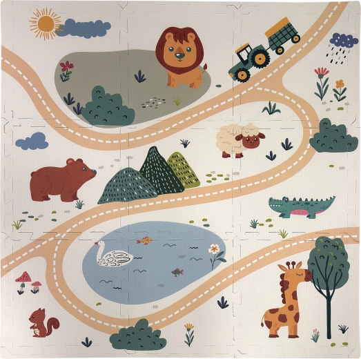 Tappetino in schiuma a puzzle Humbi Safari con animaletti, 9 pezzi