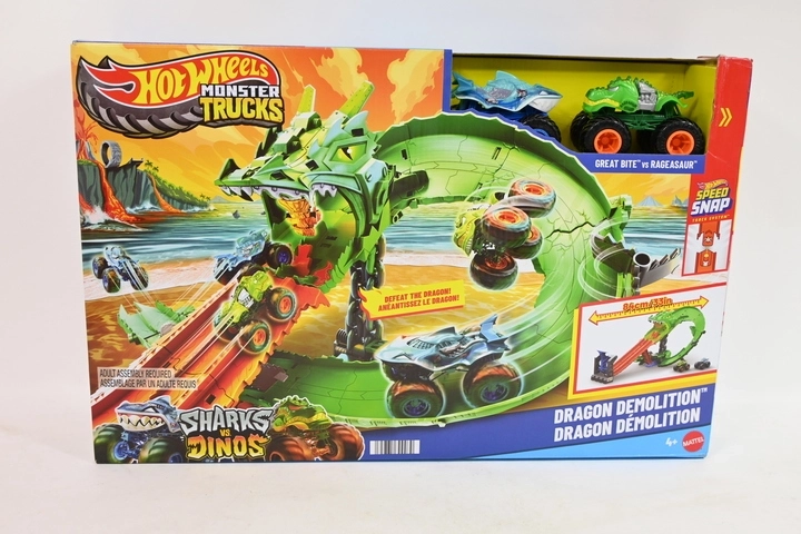 Hot Wheels Monster Trucks pista da corsa del drago con 2 veicoli