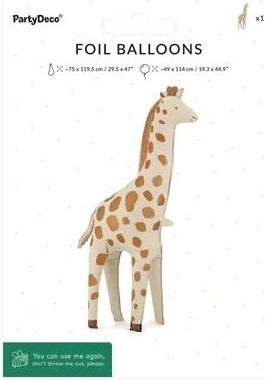 Pallone in foil a figura in piedi giraffa 49 × 114 cm