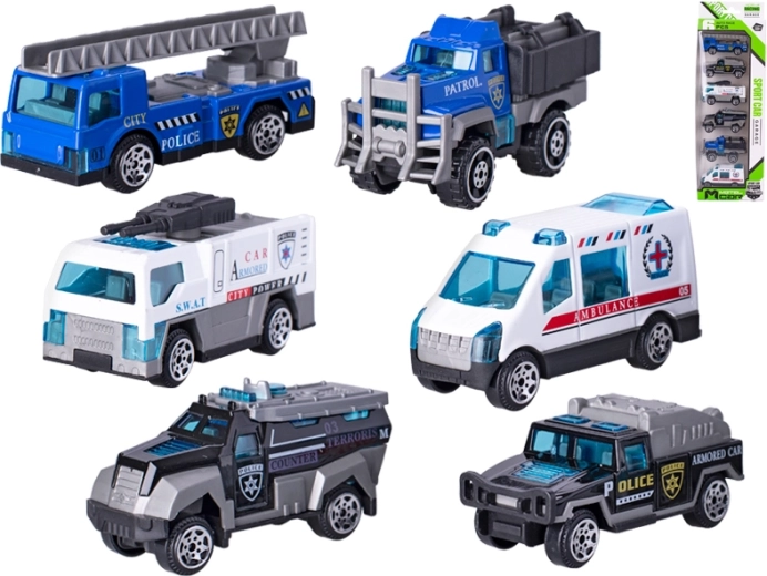 Auto della polizia in metallo da 7 cm - 6 pezzi