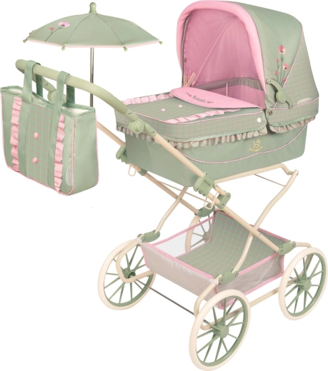 DeCuevas carrozzina pieghevole per bambole Reborn Botanic 2026 con parasole e accessori – 90 cm