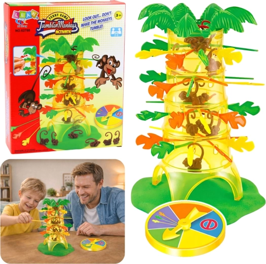 Gioco di abilità per famiglie Scimmiette Cadenti con palma e ruota della fortuna