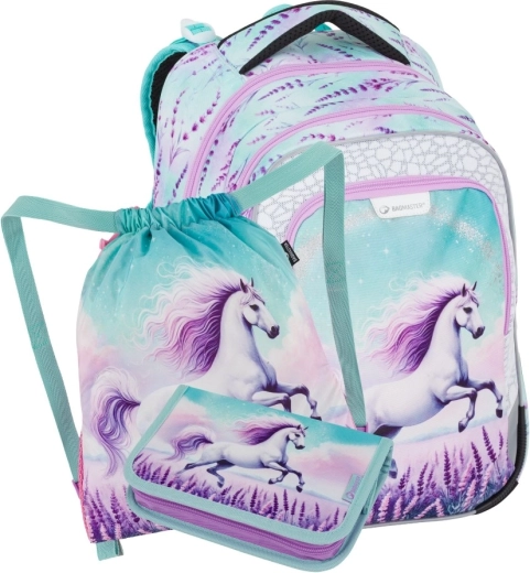 Bagmaster Lumi 26 b set scolastico per alunni di prima elementare con motivo cavallo
