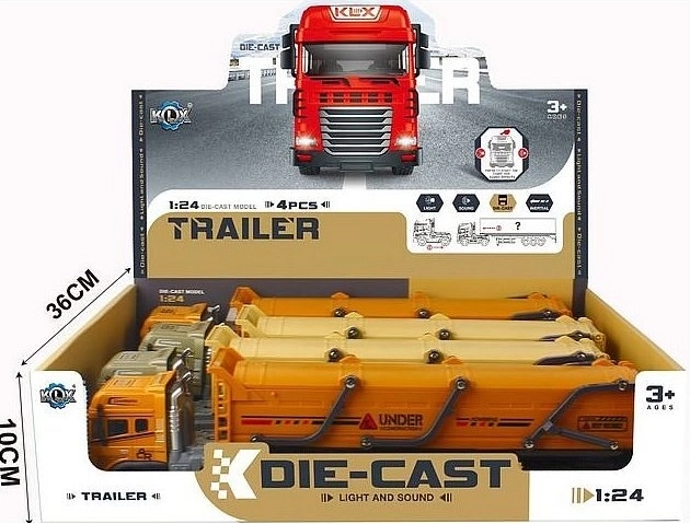 Camion in metallo con rimorchio 39 cm con effetti luminosi e sonori