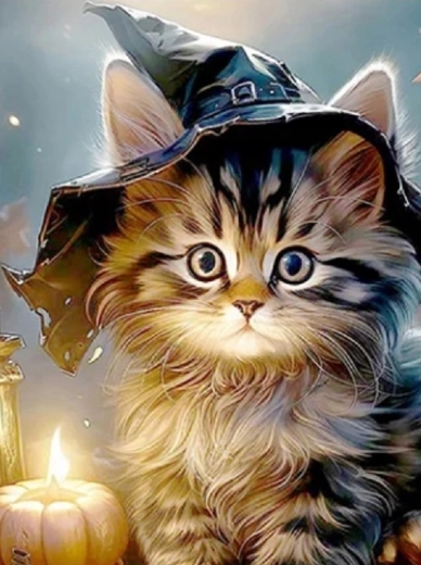 Norimpex pittura con diamanti Gatto con cappello 30 × 40 cm