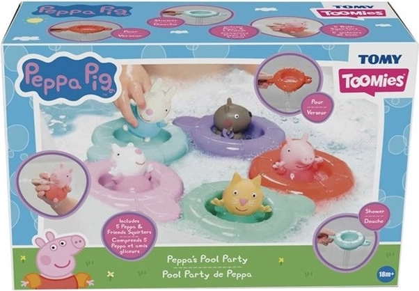 Tomy Peppa Pig giocattolo da bagno con anelli galleggianti e fontanella