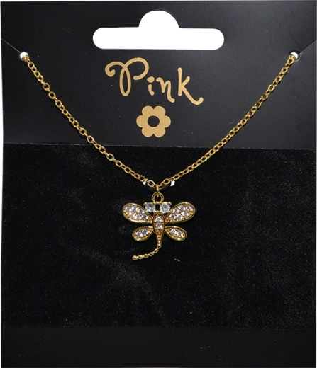 Collana placcata oro con ciondolo libellula