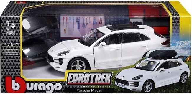 Modello di auto Bburago Porsche Macan Eurotrek bianco in scala 1:24