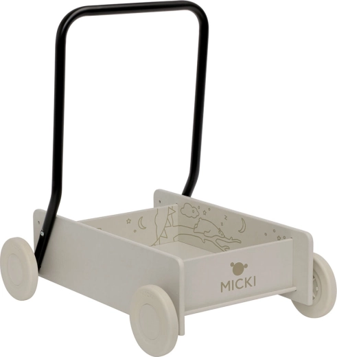Micki girello in legno beige, carrello spingi‑piedi per i primi passi