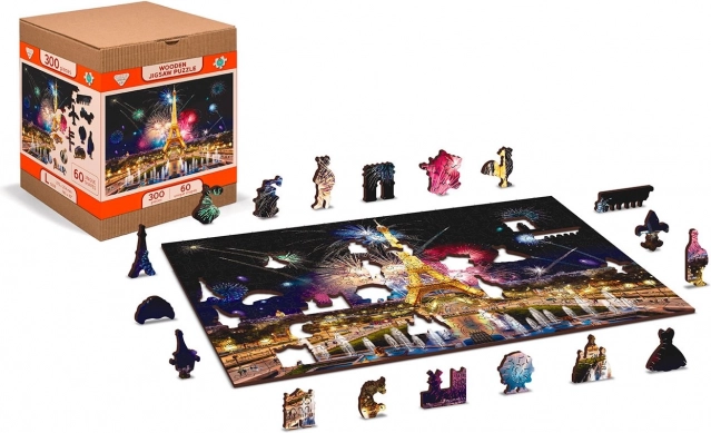 Puzzle in legno bifacciale Parigi Notturna 2in1, 300 pezzi