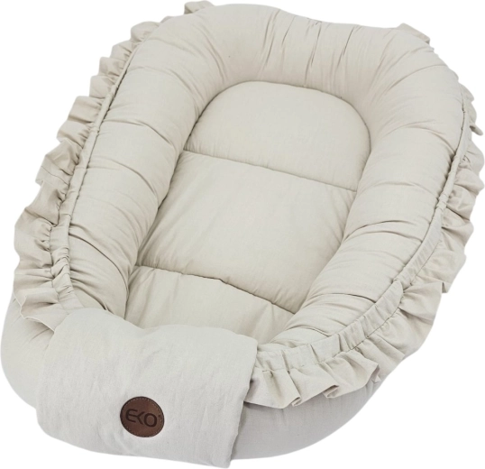 Nido in cotone EKO per neonato con volant light beige 50 × 85 cm