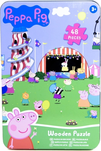 Puzzle in legno Peppa Pig in scatola di latta da 48 pezzi