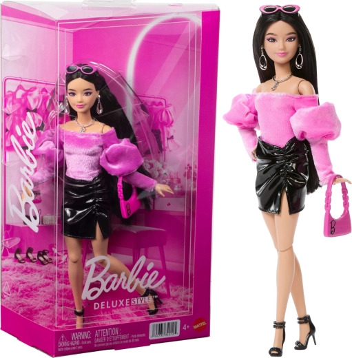 Mattel Barbie Deluxe Style bambola fashion in rosa e nero con accessori