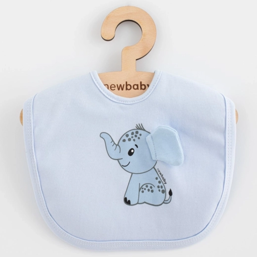 Bavaglino per bambini in cotone New Baby Happy Elephant, blu