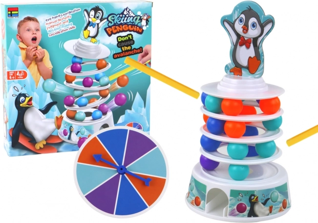Gioco di abilità pinguino – biglie, scivolo e torre