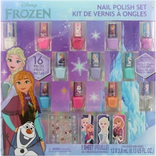 Set Frozen per unghie per bambini, 12 smalti, adesivi e lime