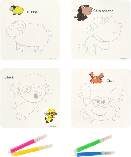 Set creativo con disegni di animaletti e pennarelli 10 × 10 cm