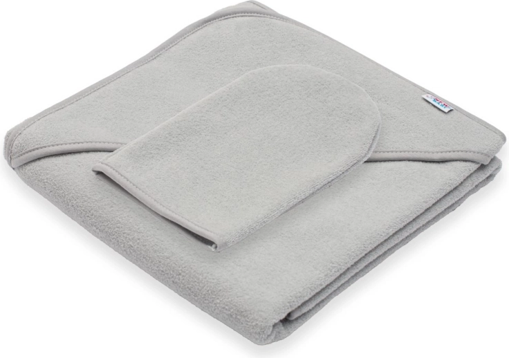 Asciugamano in spugna per bambini con cappuccio New Baby Basic 80 × 80 cm grigio