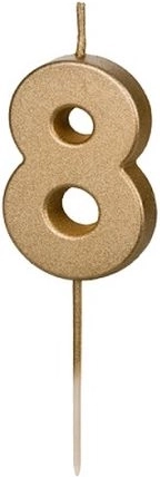 Candela di compleanno dorata numero 8, 4,5 cm