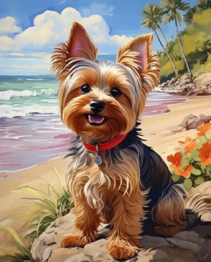 Norimpex Dipingi con i numeri Yorkshire sulla spiaggia 40 × 50 cm