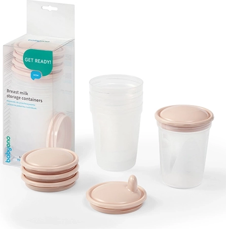 BabyOno contenitori per conservare e congelare alimenti 200 ml, 4 pz, beige