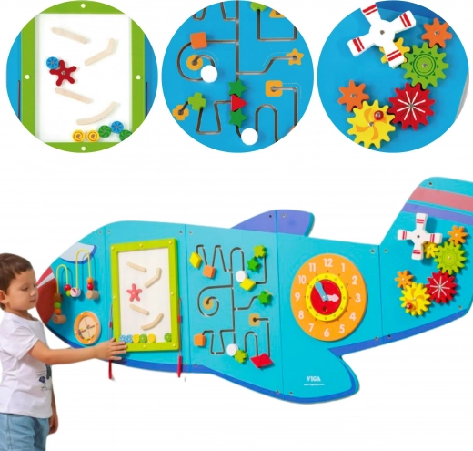 Pannello sensoriale da parete in legno Aereo VIGA Montessori