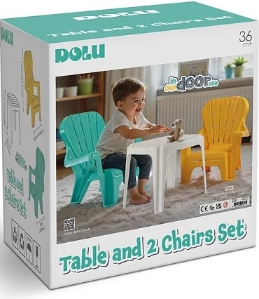Tavolino per bambini Dolu bianco con 2 sedie