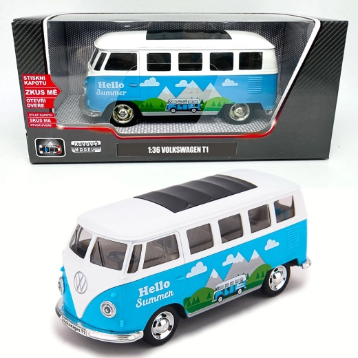 Modello metallico Volkswagen T1 Bulli con luci e suoni 1:30