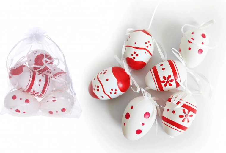 Uova decorative in plastica dipinte 6 cm