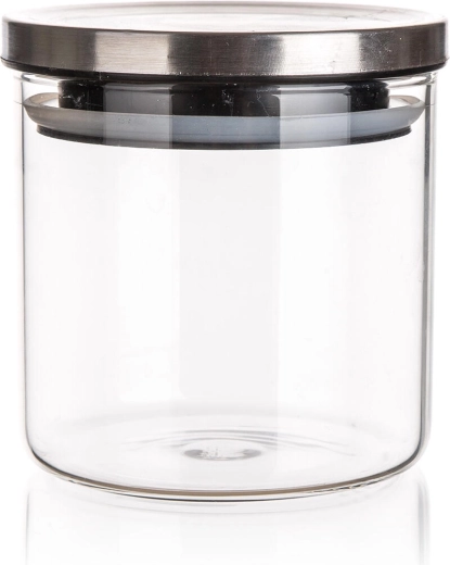 Barattolo in vetro FREIA 0,65 l con coperchio in acciaio inox