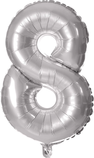 Palloncino in foil cifra 8 argento 30 cm TORO