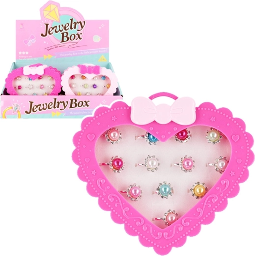 Anellini per bambini in cofanetto a forma di cuore (12 pz)