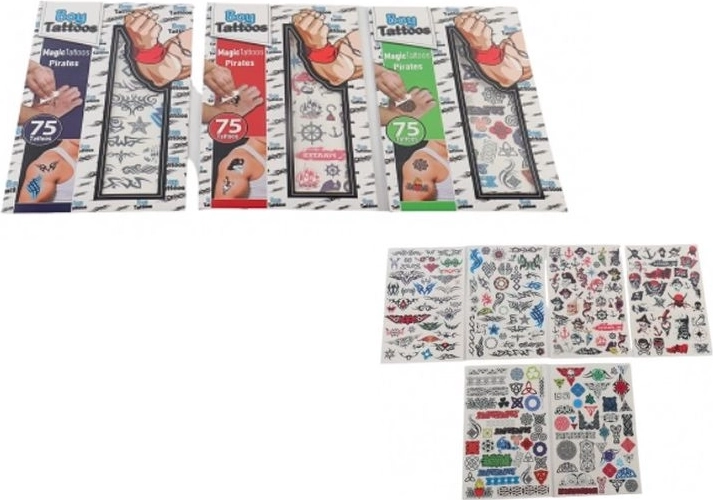Magic Tattoos tatuaggi temporanei lavabili pirati per ragazzi (75 pz)