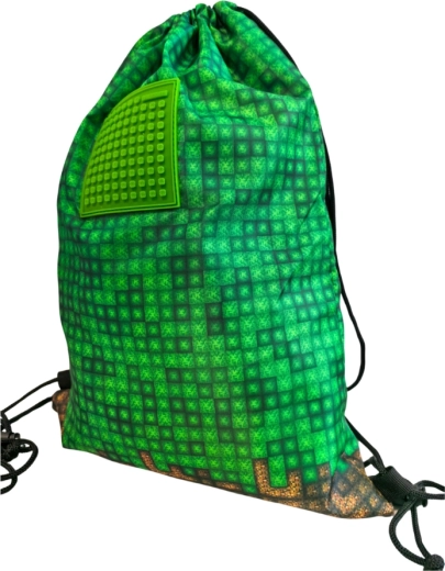 Sacca verde Pixie Crew Mine&Craft con pixel