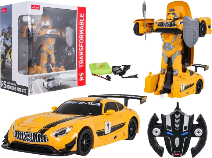 Auto e robot radiocomandato 2 in 1 Mercedes-AMG GT3 RASTAR giallo
